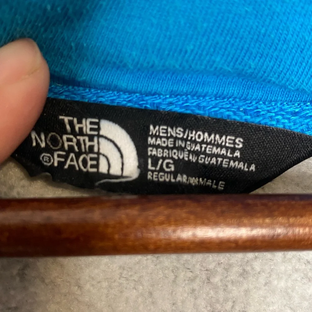 The North Face Gray Hoodie With Blue Decal Men’s Large